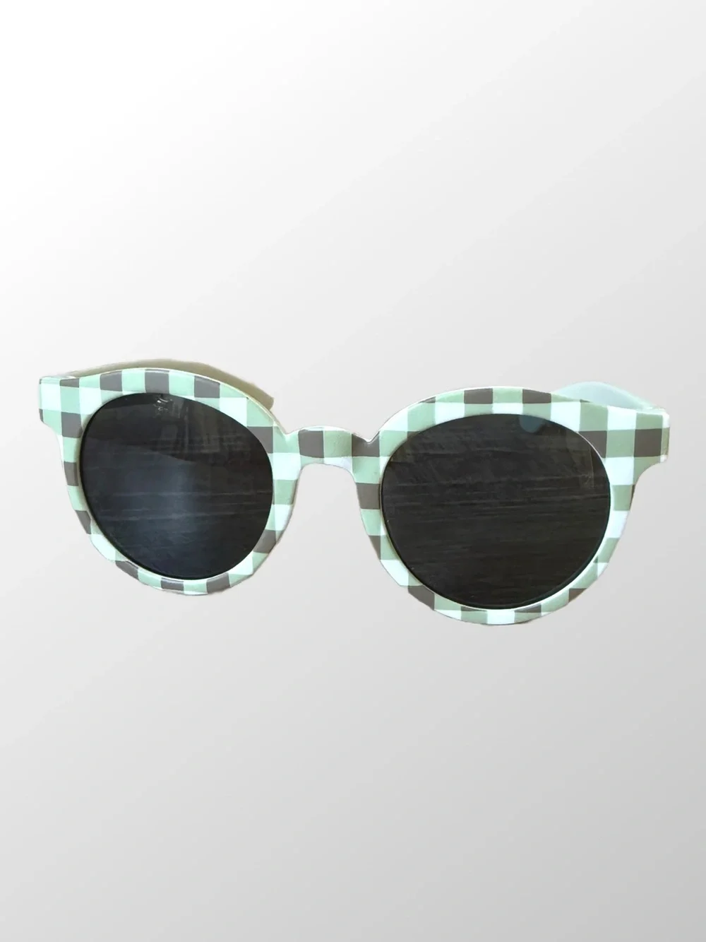 Kids Checkerboard Round Sunglasses - Mint Green